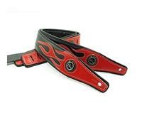 YUEKO Cool Lightning Pattern/Flame - Tracolla per chitarra elettrica/basso, A5 Nero - Rosso Fiamma, 6.5cm width