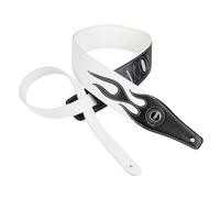 YUEKO Tracolla per chitarra elettrica/basso, motivo lightning, fiamma, Fiamme bianche e nere, Verstellbare Länge