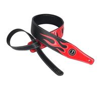 YUEKO Tracolla per chitarra elettrica/basso, motivo lightning, fiamma, Fiamme rosse nere, Verstellbare Länge