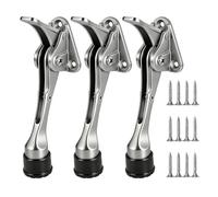 YUEKOPOU 2 fermaporta Kick Down - Supporti da pavimento facili da pedalare con adesivo automatico for uso domestico, ufficio e scuola(Large brushed steel)