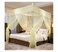 YUEKOPOU Baldacchino per letto, zanzarier 4 Corner Post Lace Bed Canopy Mosquito Net Curtain With Bracket Multicolor Multiple Sizes(Yellow,180X220cm/71X87in)