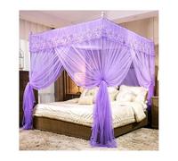 YUEKOPOU Baldacchino per letto, zanzarier 4 Corner Post Lace Bed Canopy Mosquito Net Curtain With Bracket Multicolor Multiple Sizes(Purple,150X200cm/59X79in)
