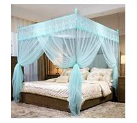 YUEKOPOU Baldacchino per letto, zanzarier 4 Corner Post Lace Bed Canopy Mosquito Net Curtain With Bracket Multicolor Multiple Sizes(Blue,200X220cm/79X87in)