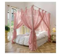YUEKOPOU Baldacchino per letto, zanzarier Bed Canopy Mosquito Net 4 Corner Post Curtains Metal Brackets Multicolor Multiple Sizes(Pink,150X200cm/59X79in)