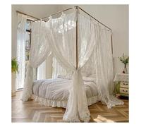 YUEKOPOU Baldacchino per letto, zanzarier Bed Canopy Mosquito Net 4 Corner Post Curtains Metal Brackets Multicolor Multiple Sizes(White,180X200cm/71X79in)