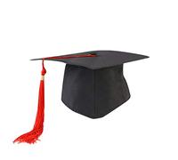 YUEKOPOU cappello di laurea, cappello con nappe, oggetti di Graduation Cap with Tassel for Adults and Kids - Shiny Black 2025 Graduation Prop for Preschool, High School, and College(Red)