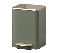 YUEKOPOU Cestino, Stainless Steel Step Trash Can Lid PU Leather Soft Close Removable Bucket Multicolor 9-21L(Army Green,15L)