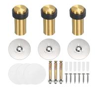 YUEKOPOU Confezione da 3 fermaporta rotondi da 80 mm in acciaio inossidabile autoadesivi o con vite for il fondo della porta grigio