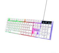 YUEKOPOU Draagbaar toetsenbord, draadloze connectiviteit, e Floating Keys, Ergonomic Wired USB Keyboard with Captivating Lighting Effects and Multimedia Controls(White)