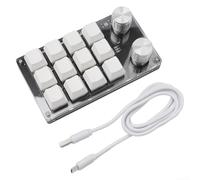 YUEKOPOU Draagbaar toetsenbord, draadloze connectiviteit, e Multifunctional Portable Keyboard with 12 Action Keys and Dual Control Knobs for Productivity Boost