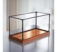 YUEKOPOU Espositore in acrilico trasparente con base in legno - Vetrina antipolvere impilabile for oggetti da collezione(30x20x20cm(12x8x8in))