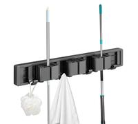 YUEKOPOU Heavy-Duty Broom Organizer Wall Mount | Mop and Broom Hanger with Hooks for Garage, Laundry Room, Kitchen, and Bathroom Storage(B:40CM)