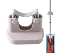 YUEKOPOU Heavy Duty Mop Hanger Wall Mount - Strong Adhesive Broom Rack for Bathroom and Kitchen Organization(Pink)