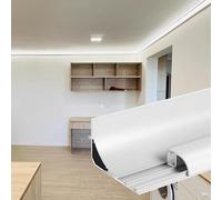 YUEKOPOU Modanatura del soffitto, Canale dello Zoccolo, Aluminum Channel for Baseboard LED Lighting Trim Crown Molding Without LED Light Surface Mounted White Multiple Lengths(5.5m/18ft)