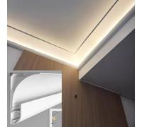 YUEKOPOU Modanatura del soffitto, Canale dello Zoccolo, LED Crown Molding Trim 8x6cm Aluminum Channel Track for Ceiling Wall Lighting Multiple Sizes(1 m/3.3 ft)
