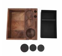 YUEKOPOU Multifunctional Coffee Knock Box - Shock Absorbent Portafilter Holder & Wooden Tamper Station, Barista Tools Countertop Organizer(Large Size)