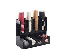 YUEKOPOU Organizzatore per caffè, portacoperchio in acciaio 8 Compartment Acrylic Coffee Condiment Organizer For Lids Coffee Cups And K-Cups