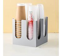 YUEKOPOU Organizzatore per caffè, portacoperchio in acciaio Porta tazze e coperchi da caffè, 4 scomparti, 20x20x20 cm, acciaio inox