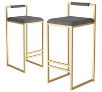 YUEKOPOU Sedie da pranzo Industrial Bar Stools Set of 2 - Upholstered Square Dining Chairs with Footrest and Backrest for Kitchen, Breakfast Bar, and Home Use(Grey a,76cm)