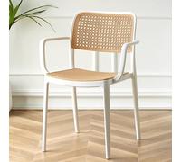 YUEKOPOU Sedie da pranzo Mid Century Retro Rattan Stackable Chairs for Kitchen & Dining Room(F)