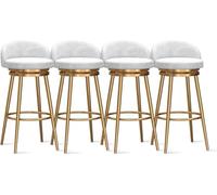 YUEKOPOU Sedie da pranzo Modern Velvet Bar Stools Set of Low Back Kitchen Counter Chairs with Gold Metal Legs for Home or Commercial Use(White,4 PCS)