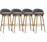 YUEKOPOU Sedie da pranzo Modern Velvet Bar Stools Set of Low Back Kitchen Counter Chairs with Gold Metal Legs for Home or Commercial Use(Grey,4 PCS)