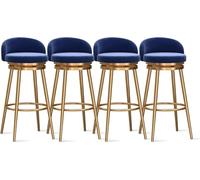 YUEKOPOU Sedie da pranzo Modern Velvet Bar Stools Set of Low Back Kitchen Counter Chairs with Gold Metal Legs for Home or Commercial Use(Blue,4 PCS)