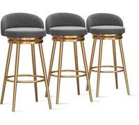 YUEKOPOU Sedie da pranzo Modern Velvet Bar Stools Set of Low Back Kitchen Counter Chairs with Gold Metal Legs for Home or Commercial Use(Grey,3 PCS)