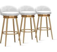 YUEKOPOU Sedie da pranzo Modern Velvet Bar Stools Set of Low Back Kitchen Counter Chairs with Gold Metal Legs for Home or Commercial Use(White,3 PCS)