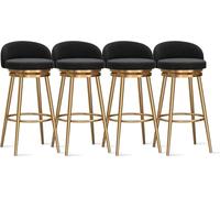 YUEKOPOU Sedie da pranzo Modern Velvet Bar Stools Set of Low Back Kitchen Counter Chairs with Gold Metal Legs for Home or Commercial Use(Black,4 PCS)