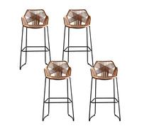 YUEKOPOU Sedie da pranzo Rattan Wicker High Bar Chair Set with Metal Base for Kitchen Pub Café Counter Set of 2 65cm Seat Height(4pcs,Heigh 65cm)