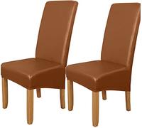 YUEKOPOU Sedie da pranzo Set of 6 Waterproof Black PU Leather Dining Chair Covers(Coffee,8 PCS)
