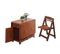 YUEKOPOU Sedie da pranzo Solid Wood Farmhouse Dining Table Set with Drop Leaf Extension, Wheels, Drawer 6 Chairs - Space Saving Kitchen Island Table(Brown)