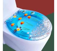YUEKOPOU Sedile per WC, Sedile per WC a Chiusura rallentat Resin Toilet Seat Slow Close Quick Release Multicolor 32-38x40-47cm(K Style)