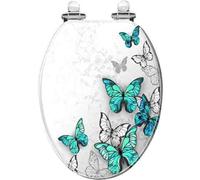 YUEKOPOU Sedile per WC, Sedile per WC a Chiusura rallentat Sedile WC in Resina con Chiusura Ammortizzata 43x36cm, Distanza tra i Fori 10-20cm for WC a Forma di UVO(Style-8)