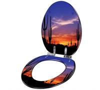 YUEKOPOU Sedile per WC, Sedile per WC a Chiusura rallentat Sedile WC in Resina con Chiusura Ammortizzata 43x36cm, Distanza tra i Fori 10-20cm for WC a Forma di UVO(Style-9)