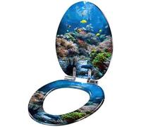 YUEKOPOU Sedile per WC, Sedile per WC a Chiusura rallentat Sedile WC in Resina con Chiusura Ammortizzata 43x36cm, Distanza tra i Fori 10-20cm for WC a Forma di UVO(Style-10)