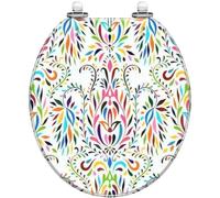 YUEKOPOU Sedile per WC, Sedile per WC a Chiusura rallentat Sedile WC in Resina con Chiusura Ammortizzata 43x36cm, Distanza tra i Fori 10-20cm for WC a Forma di UVO(Style-1)