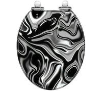 YUEKOPOU Sedile per WC, Sedile per WC a Chiusura rallentat Sedile WC in Resina con Chiusura Ammortizzata 43x36cm, Distanza tra i Fori 10-20cm for WC a Forma di UVO(Style-2)