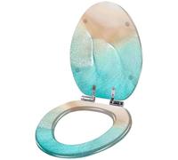 YUEKOPOU Sedile per WC, Sedile per WC a Chiusura rallentat Sedile WC in Resina con Chiusura Ammortizzata 43x36cm, Distanza tra i Fori 10-20cm for WC a Forma di UVO(Style-4)