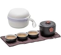 YUEKOPOU Servizio da tè Portatile, Servizio da tè da Viaggi Ceramic Travel Kungfu Tea Set with 1 Teapot 3 Cups for 1 Person Pack of 4 Multicolor(Black)