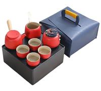 YUEKOPOU Servizio da tè Portatile, Servizio da tè da Viaggi Travel Chinese Tea Cups Set Multicolor(Vermilion)