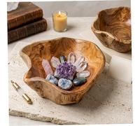 YUEKOPOU Wooden Decorative Bowl,Multi-Purpose Solid Wood Tray for Kitchen Counter Fruit, Snack, Bread Display & Home Decoration
