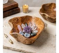 YUEKOPOU Wooden Decorative Bowl,Multi-Purpose Solid Wood Tray for Kitchen Counter Fruit, Snack, Bread Display & Home Decoration