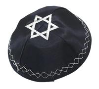 YUELER Elegante cappello da kippah per adulti ebrei cappello ricamo stella kippa cappelli comodi cappello yarmulke giudaica kippa accessorio nero