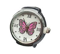 YUELER Vintage Punk Finger Watch Cinturino Elastico Lega Orologi Coppia Anelli Gioielli Orologio Retrò Romano Orologio Anelli Donne Uomini, Rosa acceso, As Pictures Show