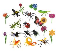 Yuelulala 20 statuette realistiche in plastica con coccinella, ape, farfalla, formica, mantide, scorpione, ragno, decorazione per Halloween, feste, piccoli regali in plastica per animali (A292-20)