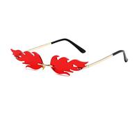 YUELUQU Fuoco Fiamma Occhiali da sole per le Donne Rimless Party Carino Del ballo di fine anno Occhiali di Halloween Moda Onda Rimless Occhiali Per Le Donne, Rosso 1, m