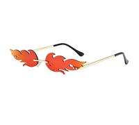 YUELUQU Fuoco Fiamma Occhiali da sole per le Donne Rimless Party Carino Del ballo di fine anno Occhiali di Halloween Moda Onda Rimless Occhiali Per Le Donne, Rosso2., m
