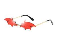 YUELUQU Fuoco Fiamma Occhiali da sole per le Donne Rimless Party Carino Del ballo di fine anno Occhiali di Halloween Moda Onda Rimless Occhiali Per Le Donne, Bat rosso, M